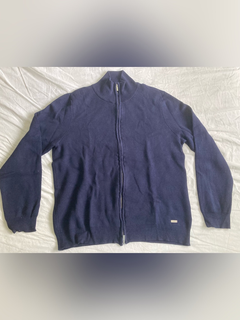 Mens Navy Viscose Cardigan Threadbare Size L